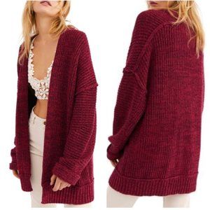 FREE PEOPLE BURGUNDY/MAROON CARDIGAN SWEATER